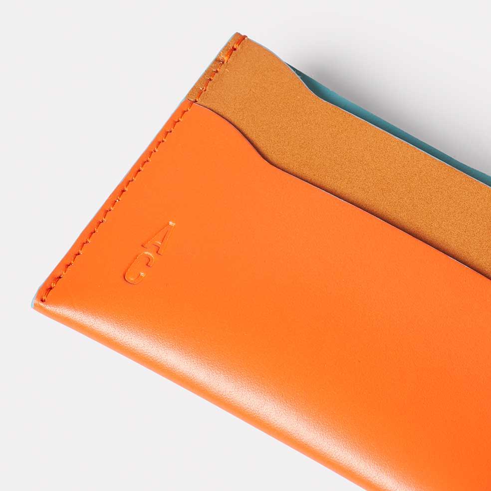 Waste You Want Tri-Colour Pete Leather Card Holder in Orange