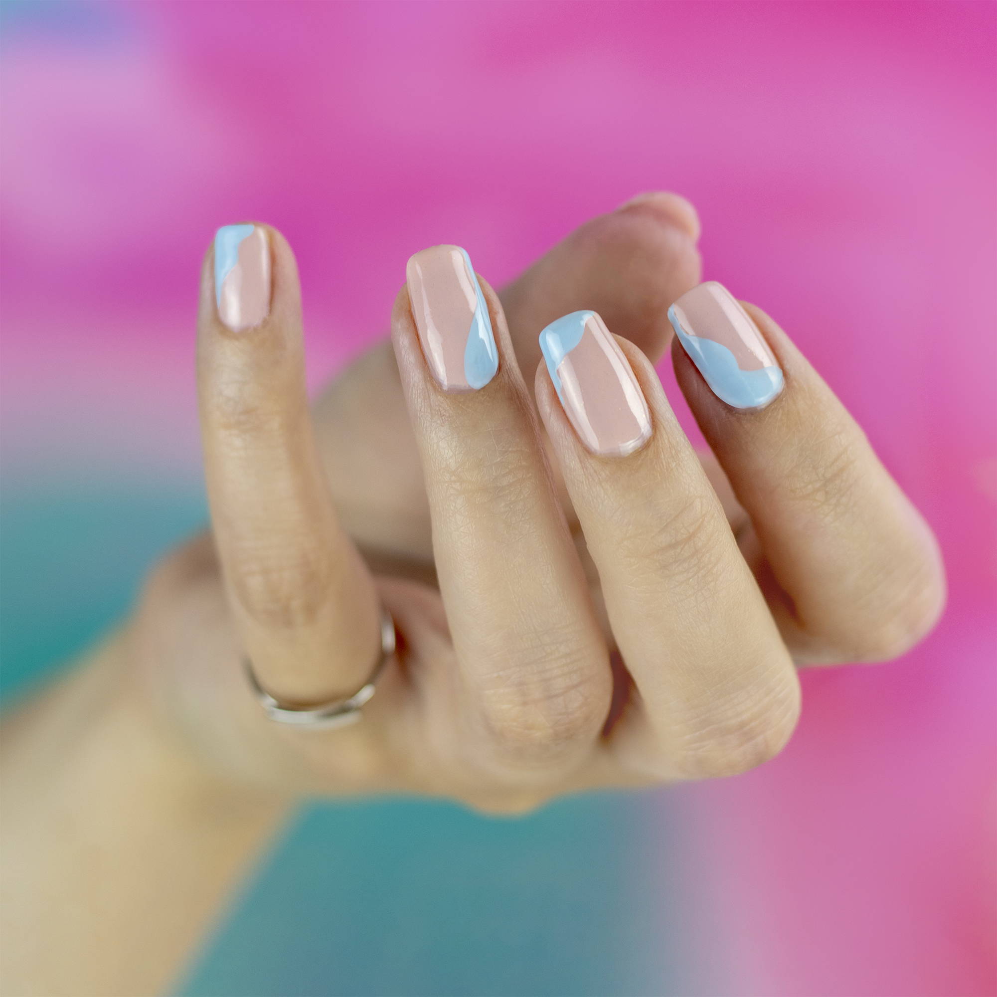 Pastel french manicure tips