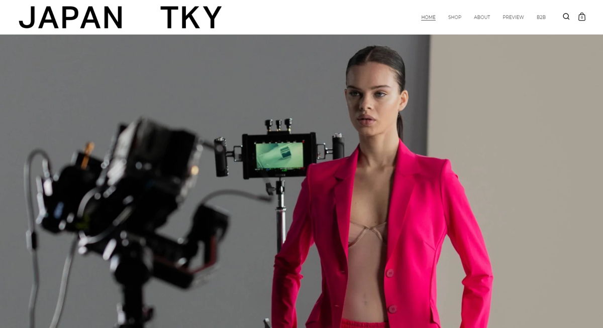 Screenshot of JapanTKY, from the shopify clothing stores collection.