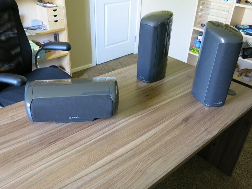 Mission Top-Line 'Elegante'  Left, right, center speakers with stands, mint in factory boxes