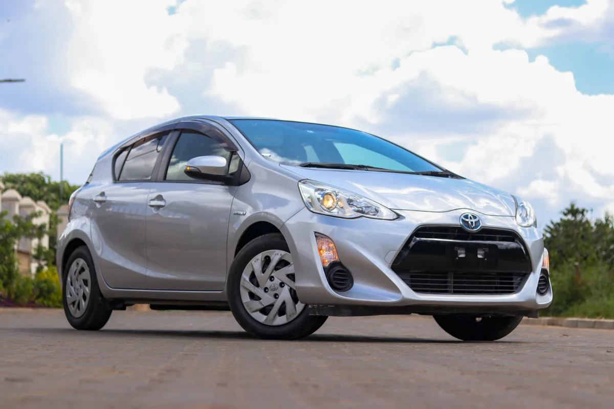 Toyota Aqua photographed at Royal Max Motors in Nairobi
