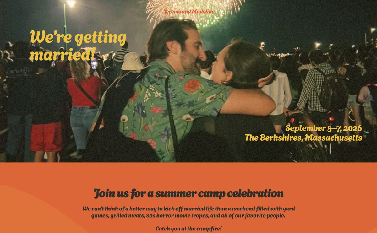 Screenshot of Jeremy & Madeline , from the wedding websites collection.