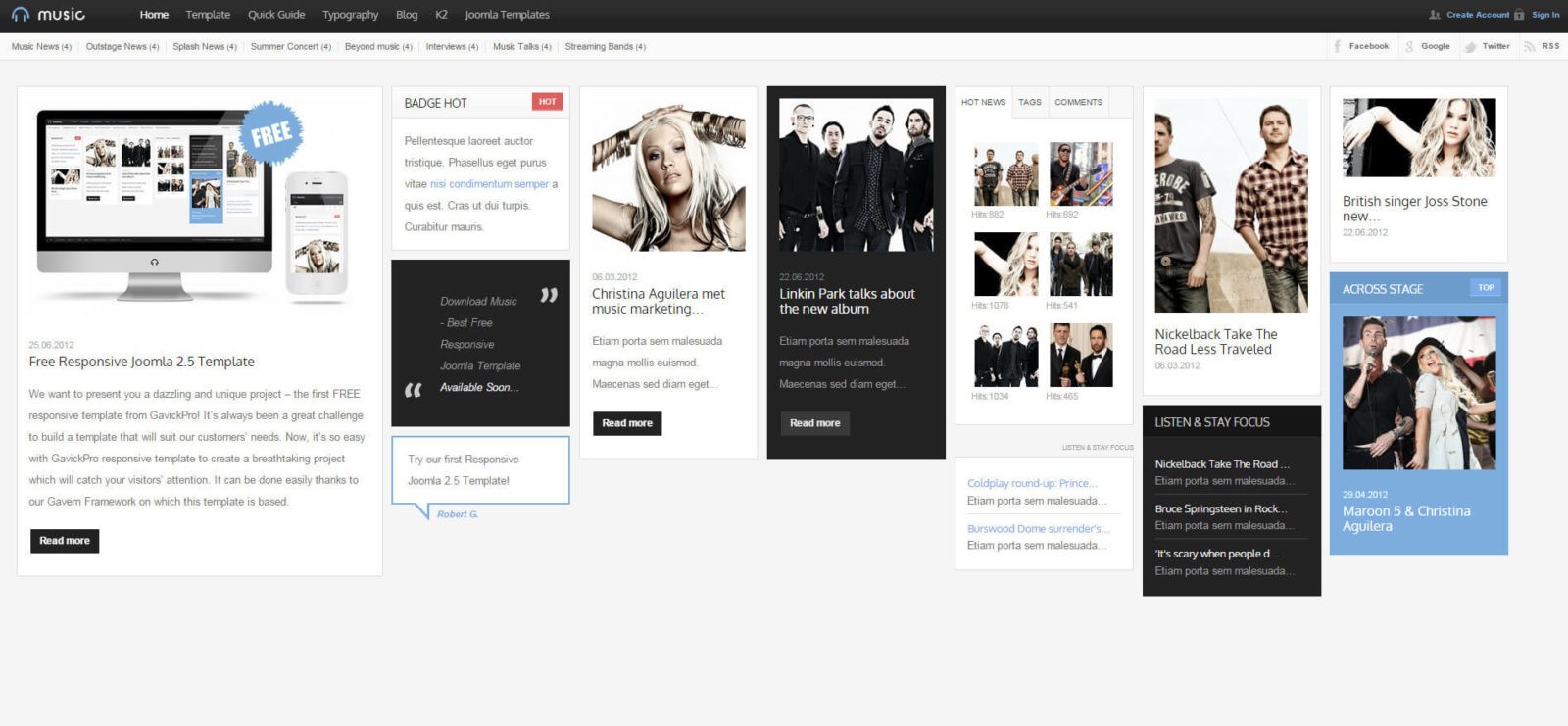 Music Free - шаблон для CMS Joomla от GavickPro