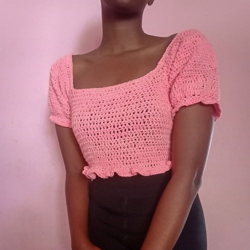 Puff sleeve top pattern PDF,ruffle top crochet pattern,crochet top