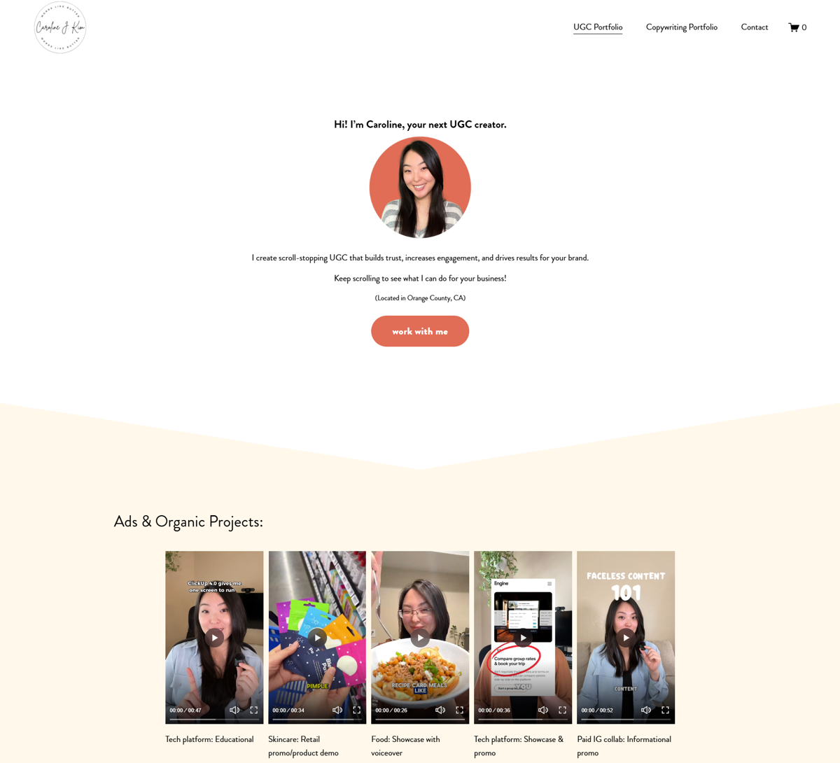 Screenshot of Caroline J. Kim, from the ugc portfolio examples collection.