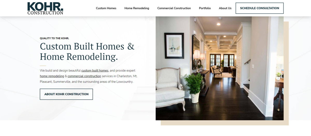 Screenshot of Kohr Construction, from the contractor websites collection.