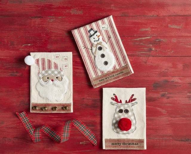 mudpie Christmas dishtowels santa snowman reindeer