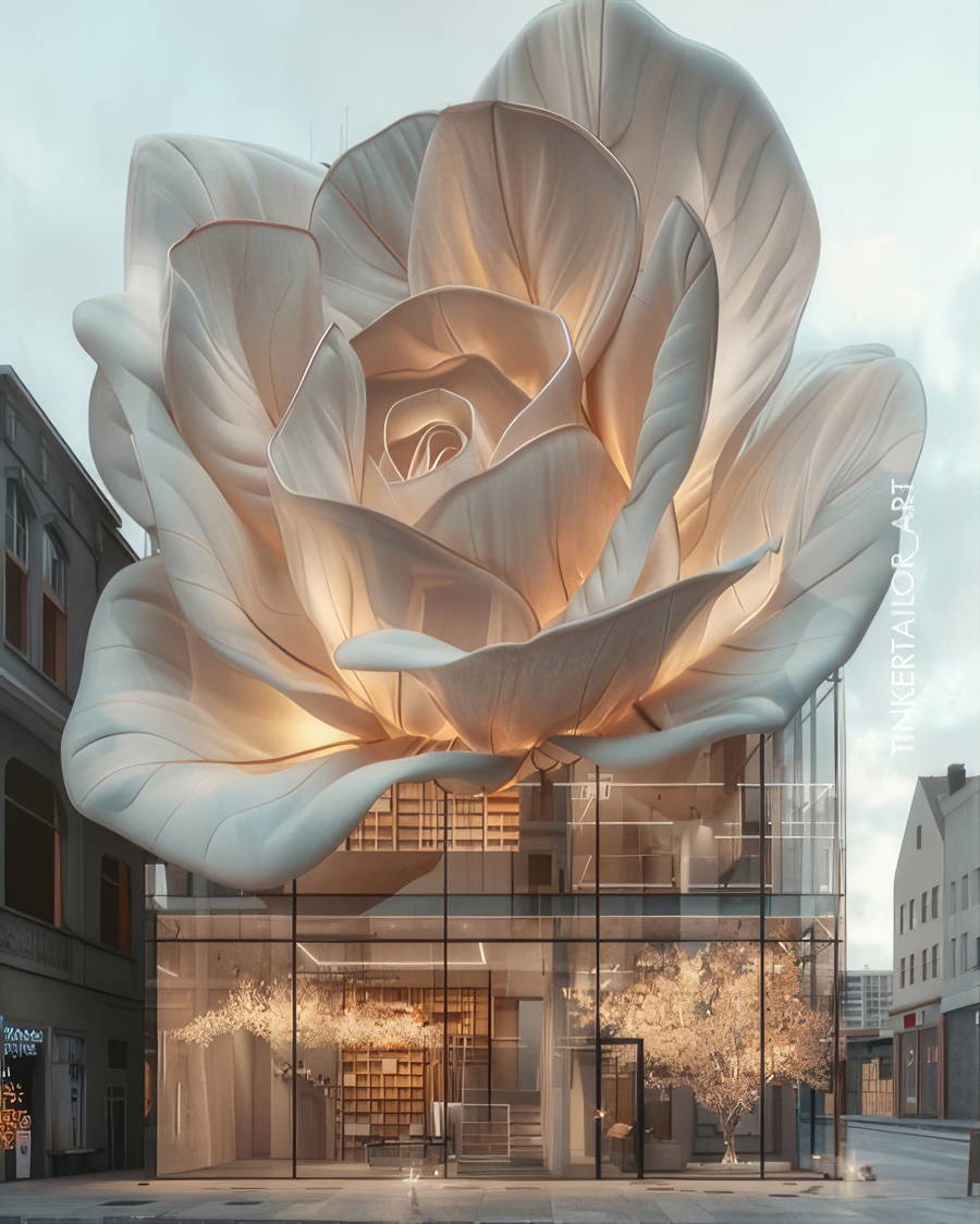 Luxury building with flower front image by @tinkertailorart digital artwork ai art ai artwork ai artist