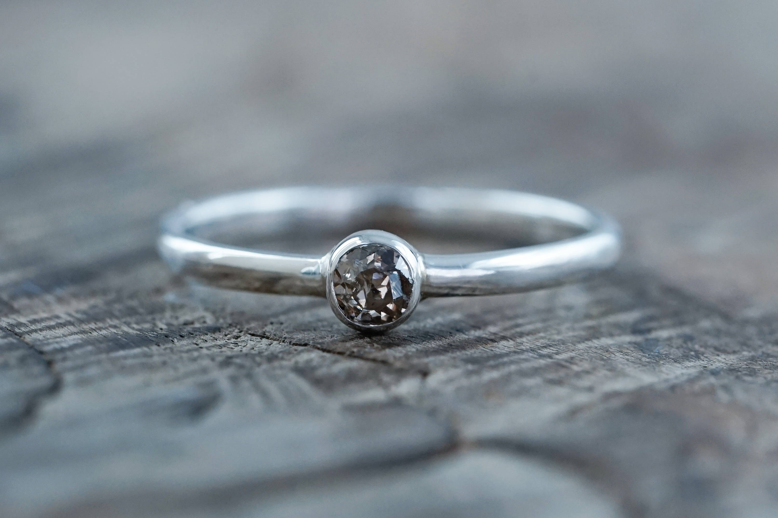 Silver diamond ring