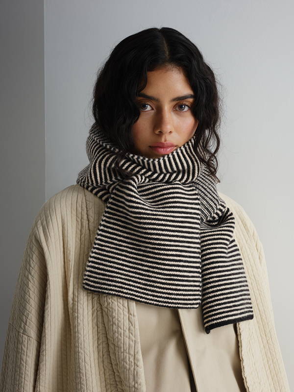 model wears Large Garter Stitch Scarf