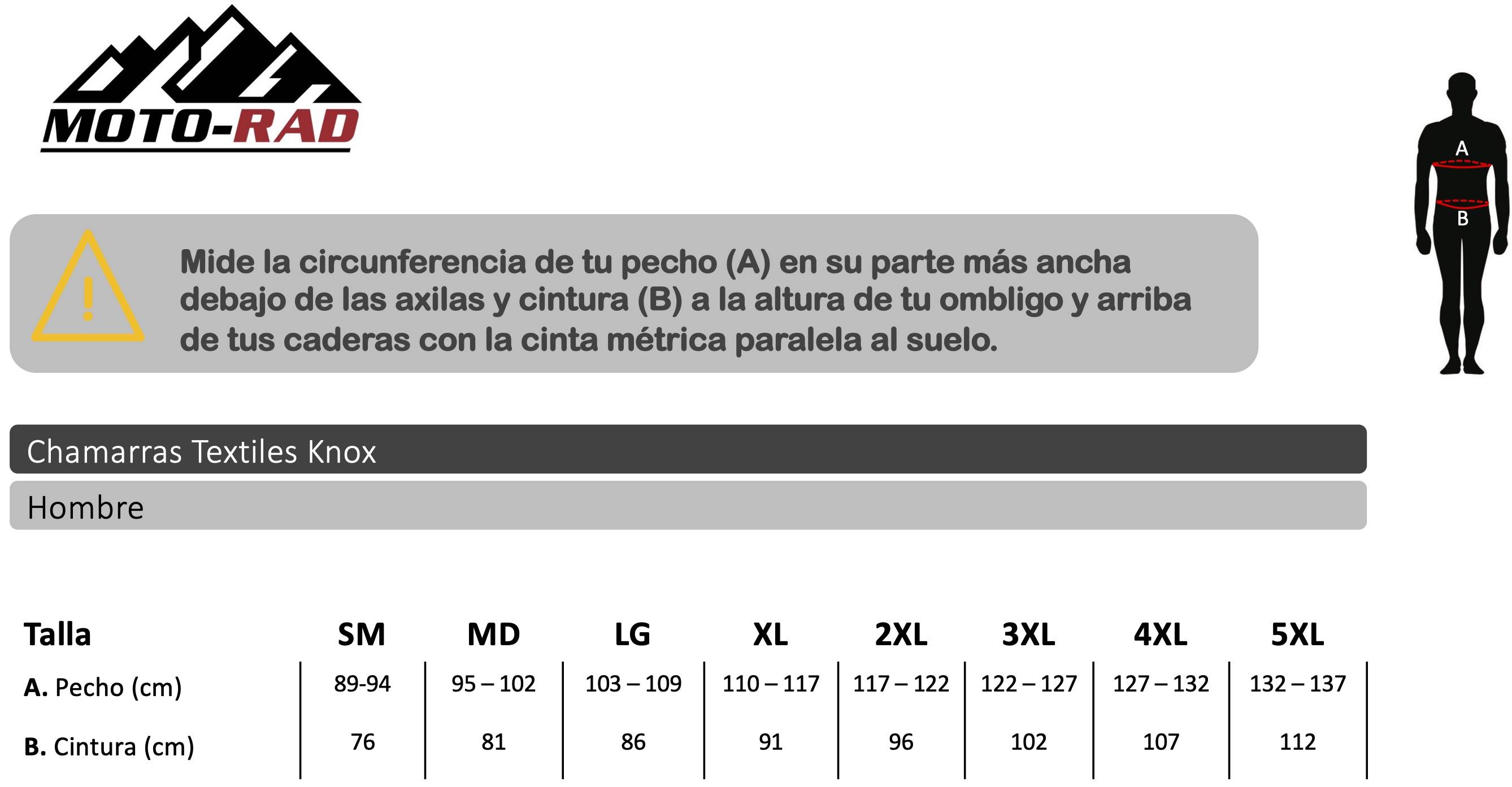 Guia de Tallas Chamarra Knox