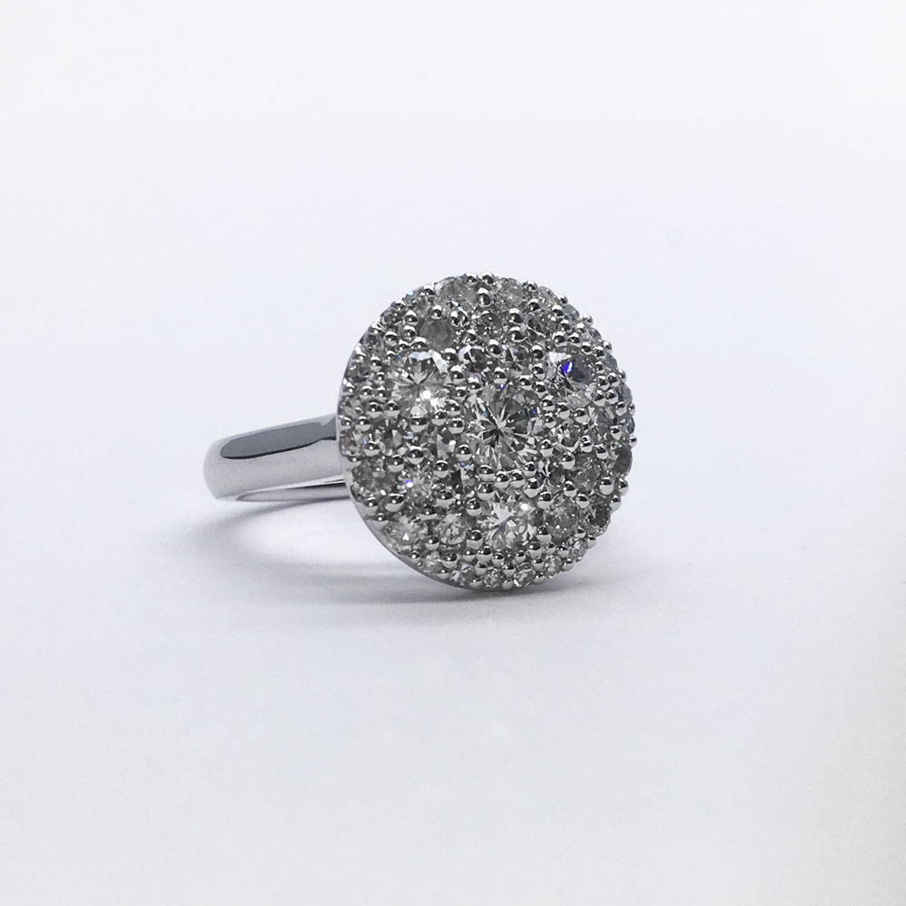 Recycled white gold and diamond pavé custom ring