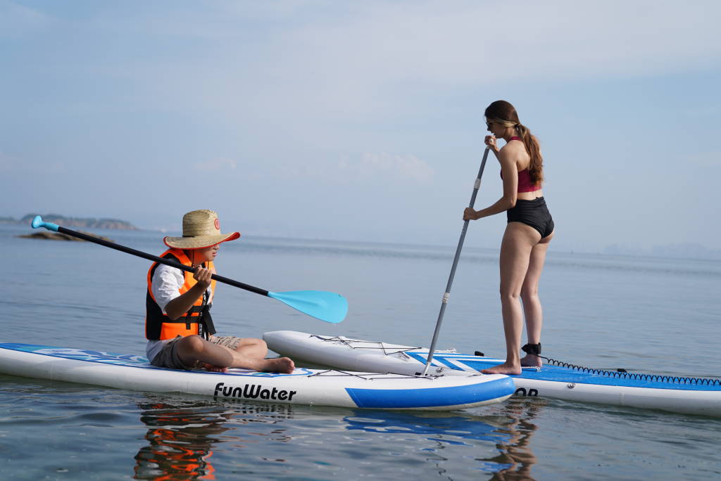 Funwater all round paddle board for beginners in Canada lake