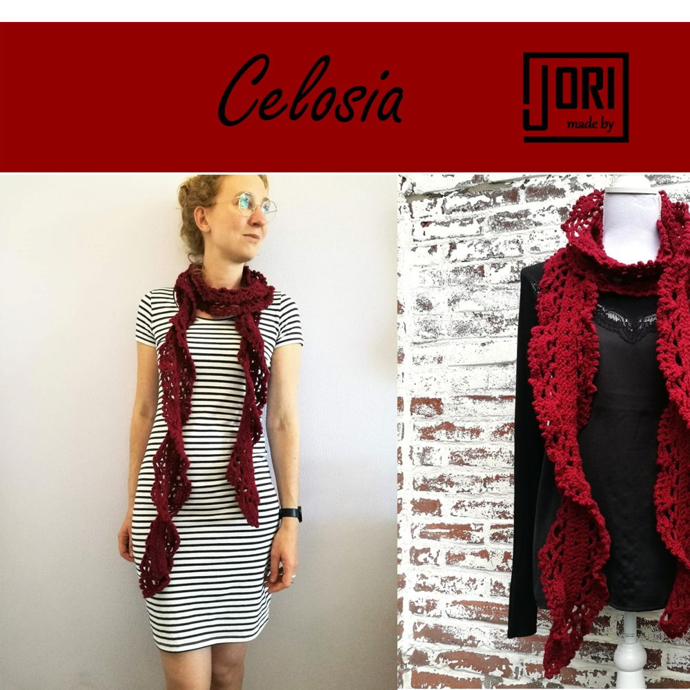 Celosia edge scarf with a twist.