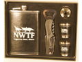 Black Flask with Two Shotglasses in Gift Box with NWTF Logo