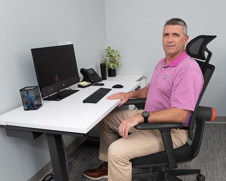 DR Kevin Morgan sits on the newtral magic h chair
