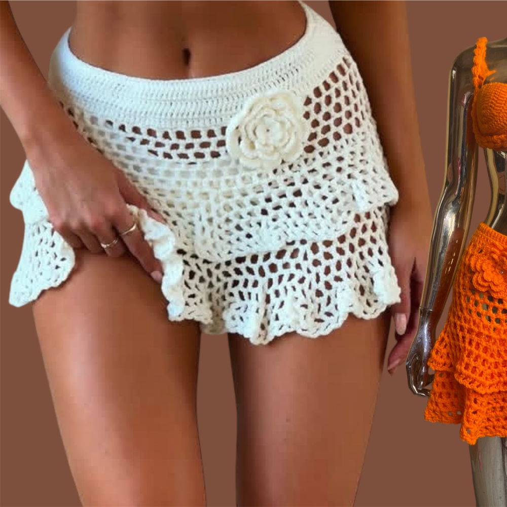 Tiered Mesh Flare Skirt