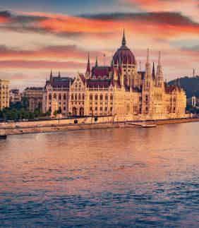 Relaxing sunset views of Budapest