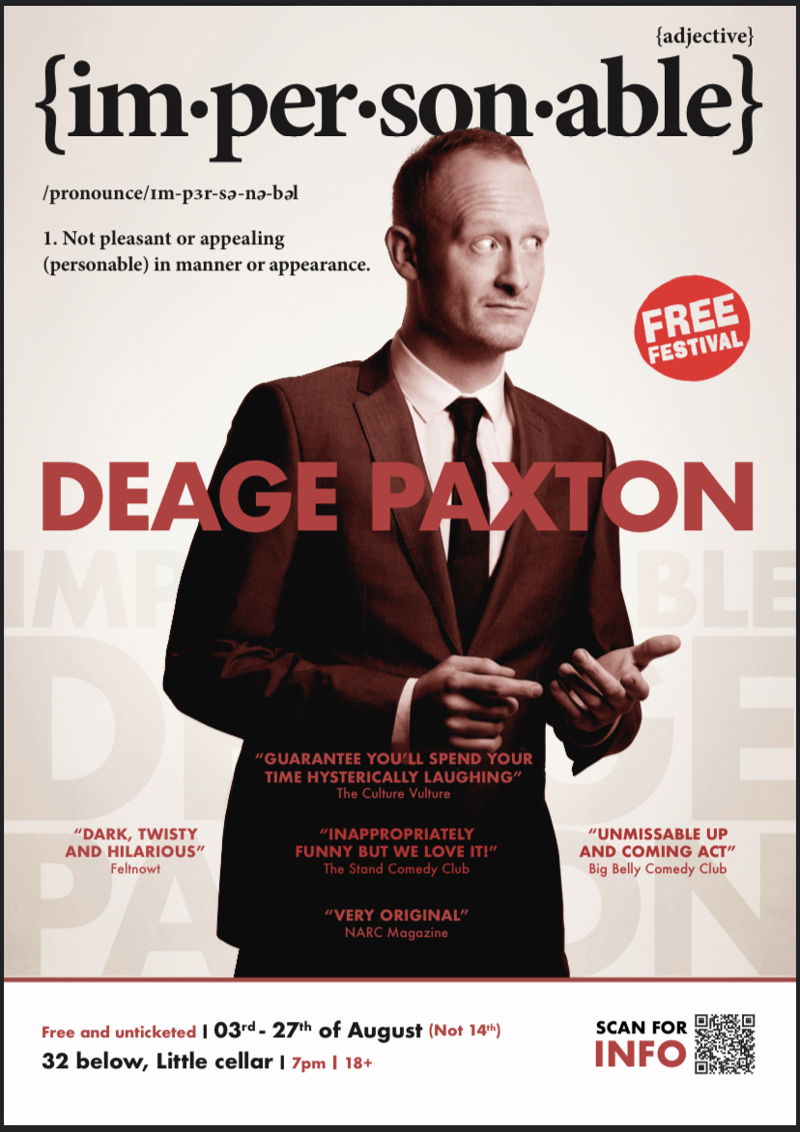 The poster for Deage Paxton: Impersonable - Free