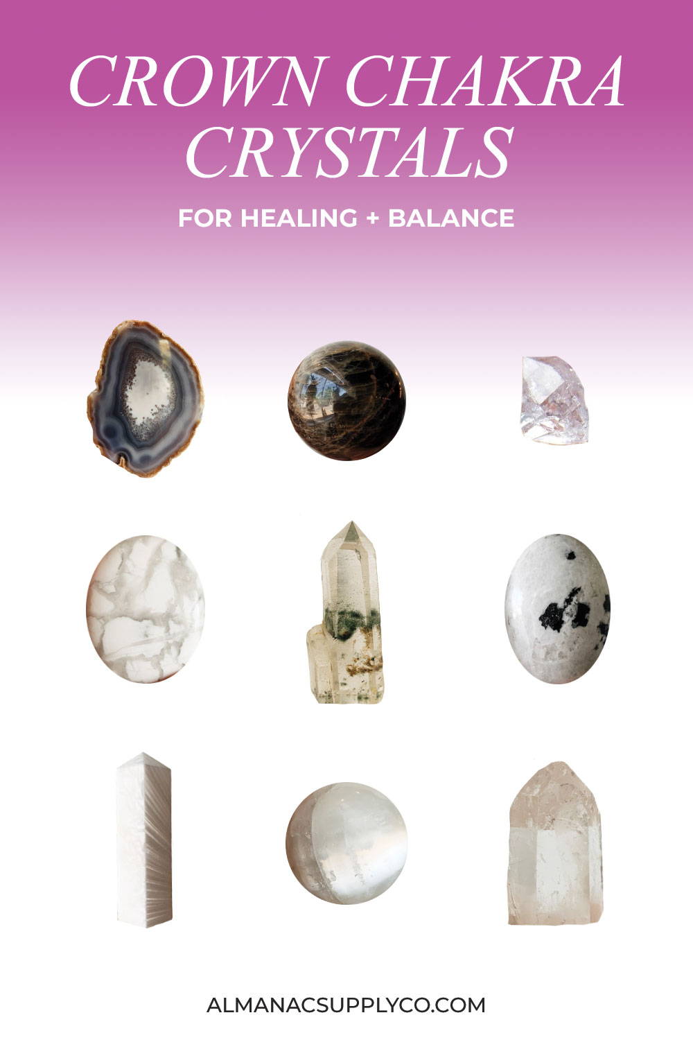 Crown Chakra Crystals for Healing + Balance