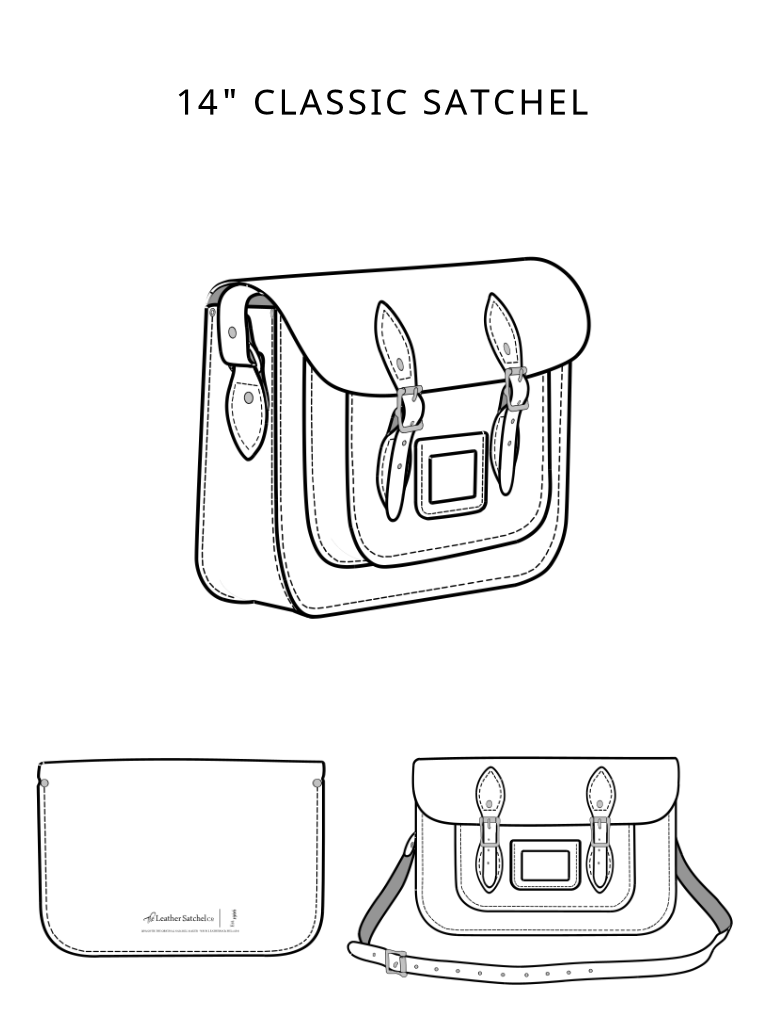 Sketch of a 14-inch Classic Satchel