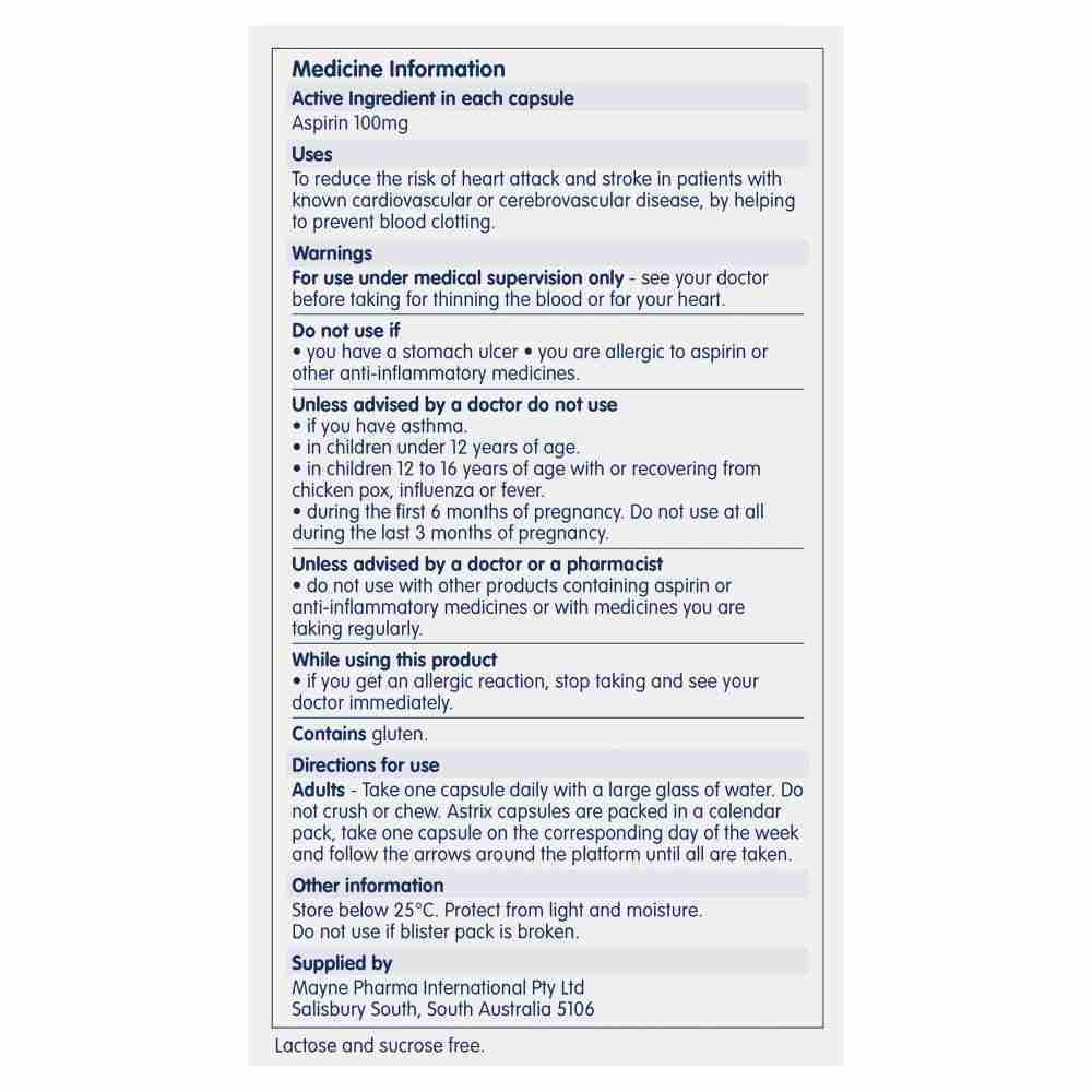Astrix Aspirin 100Mg 84 Capsules - Image 4