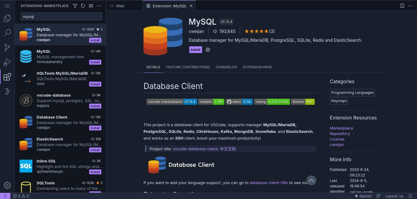 Extension MySQL