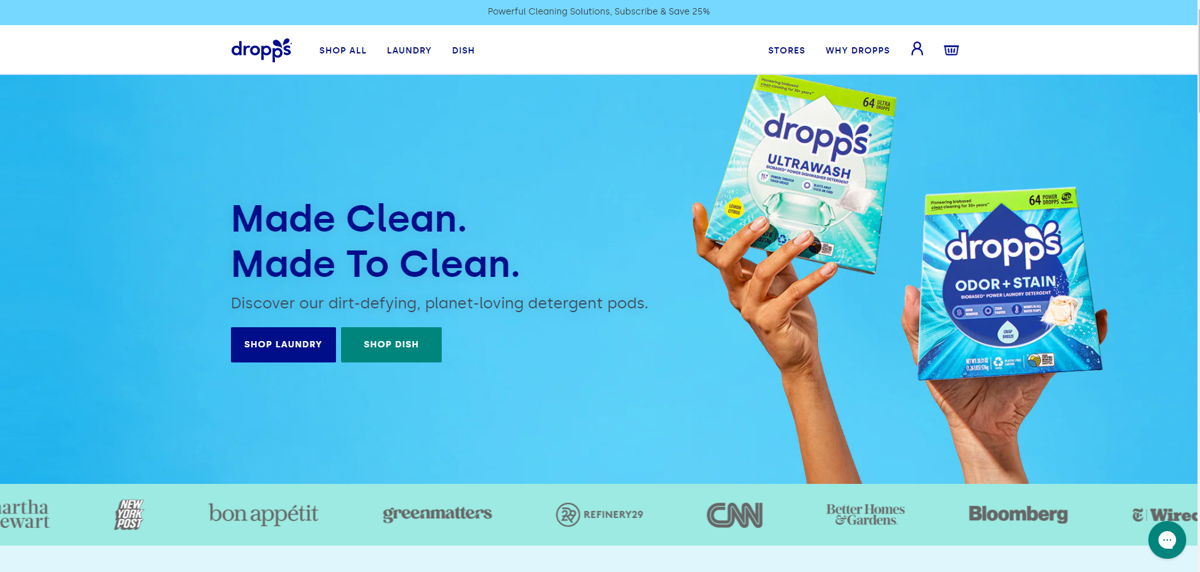 Screenshot of Dropps , from the blue websites collection.