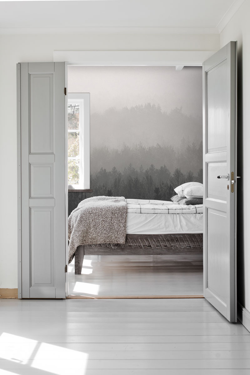 Grey Vintage Forest Wall Mural hero image