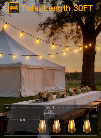 Length instructions for Ollny's 100ft S14 outdoor string lights