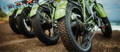 Four electric fat tire bikes on trail