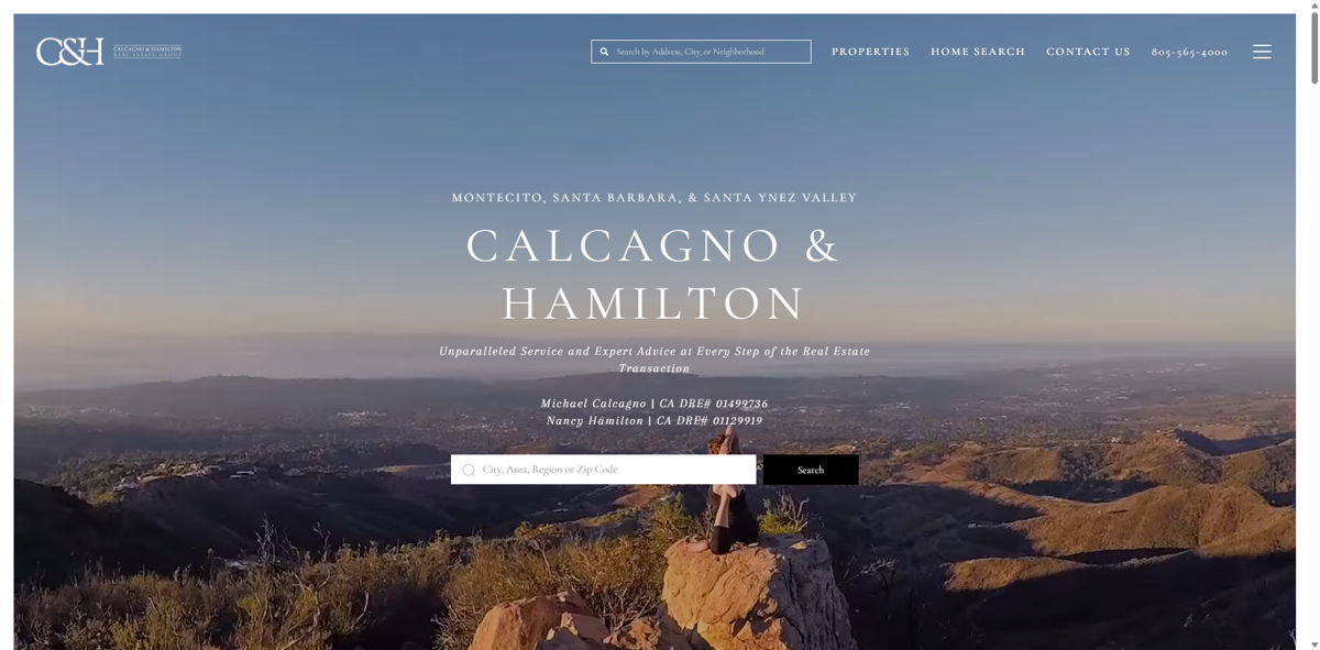 Screenshot of Michael Calcagno & Nancy Hamilton, from the brochure websites collection.