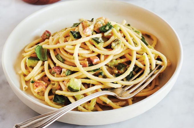 Pasta with Zucchini and Pancetta