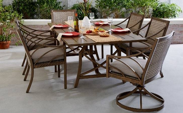 Apricity by Agio Potomac Outdoor Dining Collection Aluminum with All Weather Wicker Outdoor Furniture