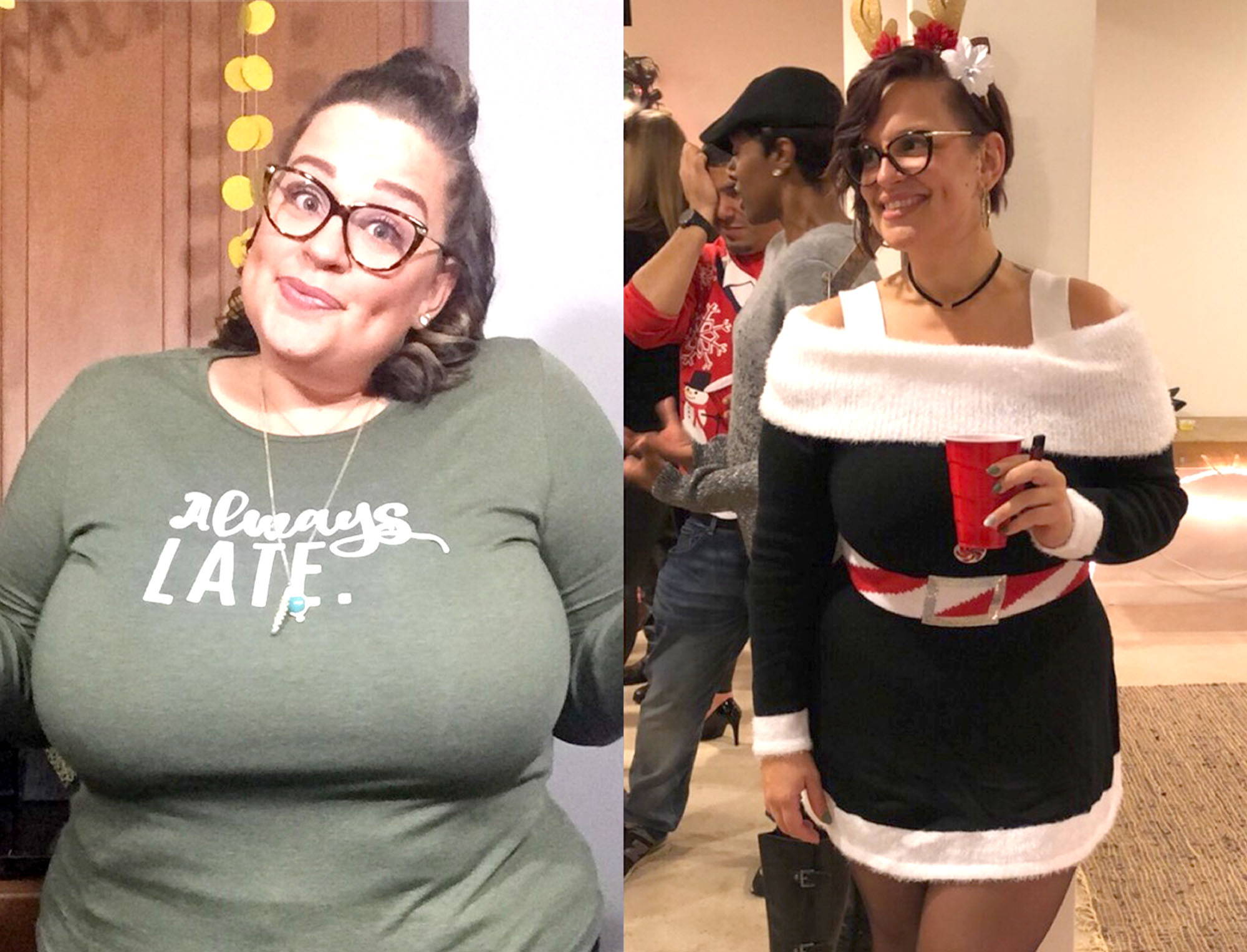 Woman weight loss transformation before and after