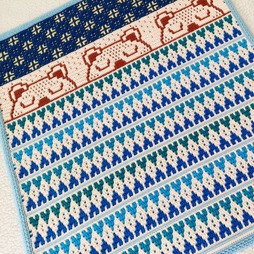 SLEEP TIGHT, LITTLE BEAR. Overlay mosaic crochet baby blanket pattern