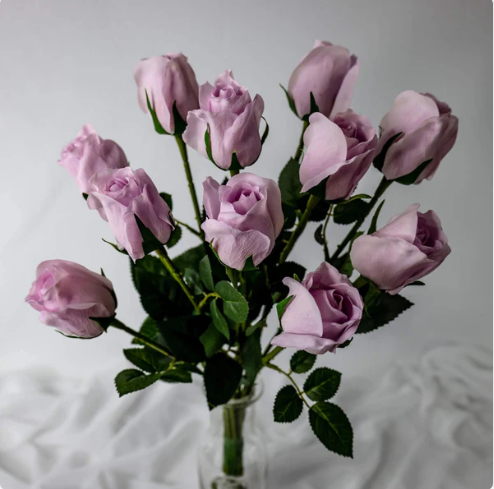 Blue Moon Real Touch Open Bud Rose - Realistic Artificial Flowers