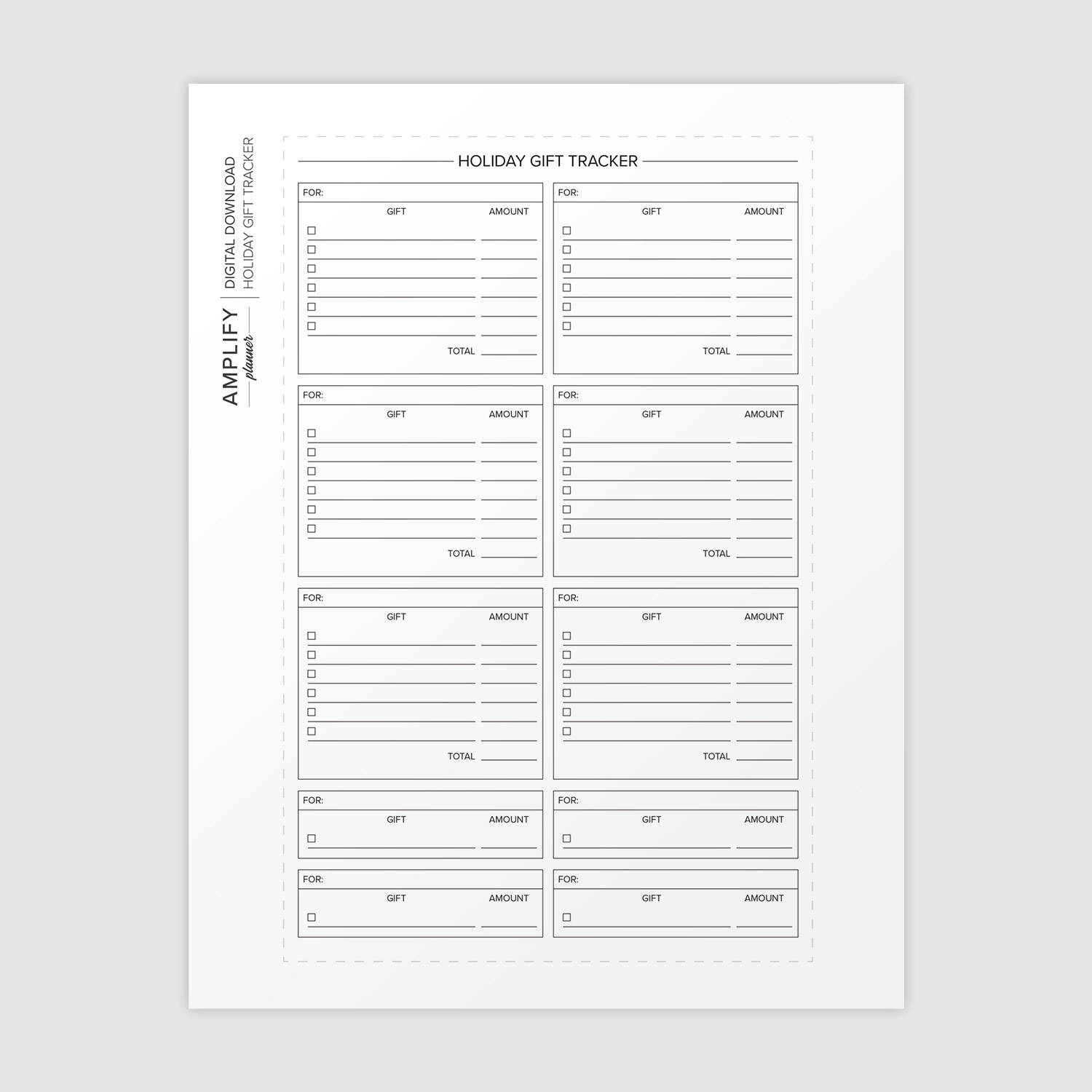 amplify planner holiday gift tracker insert