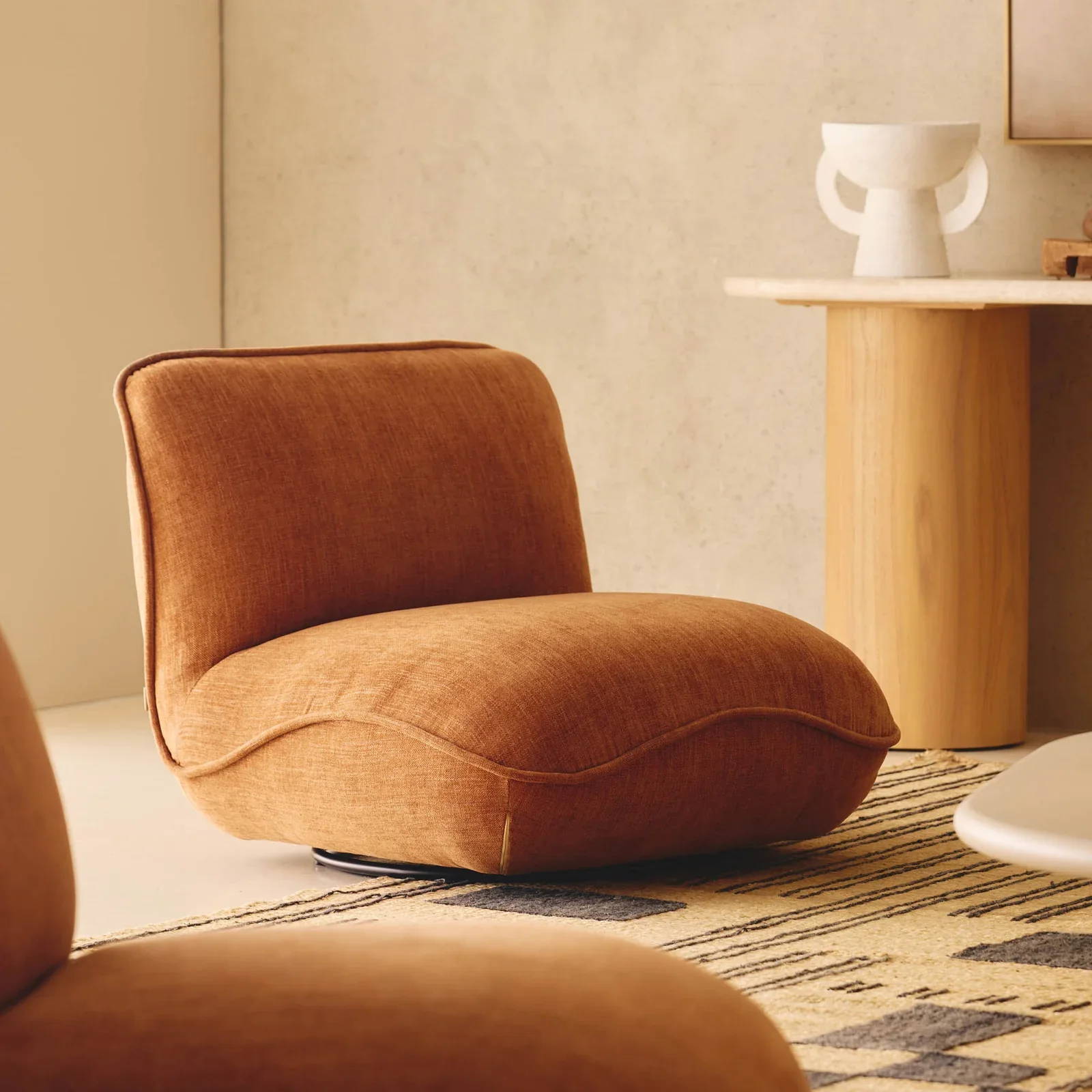 Horgans - Emmett swivel armless occasional chair in clay