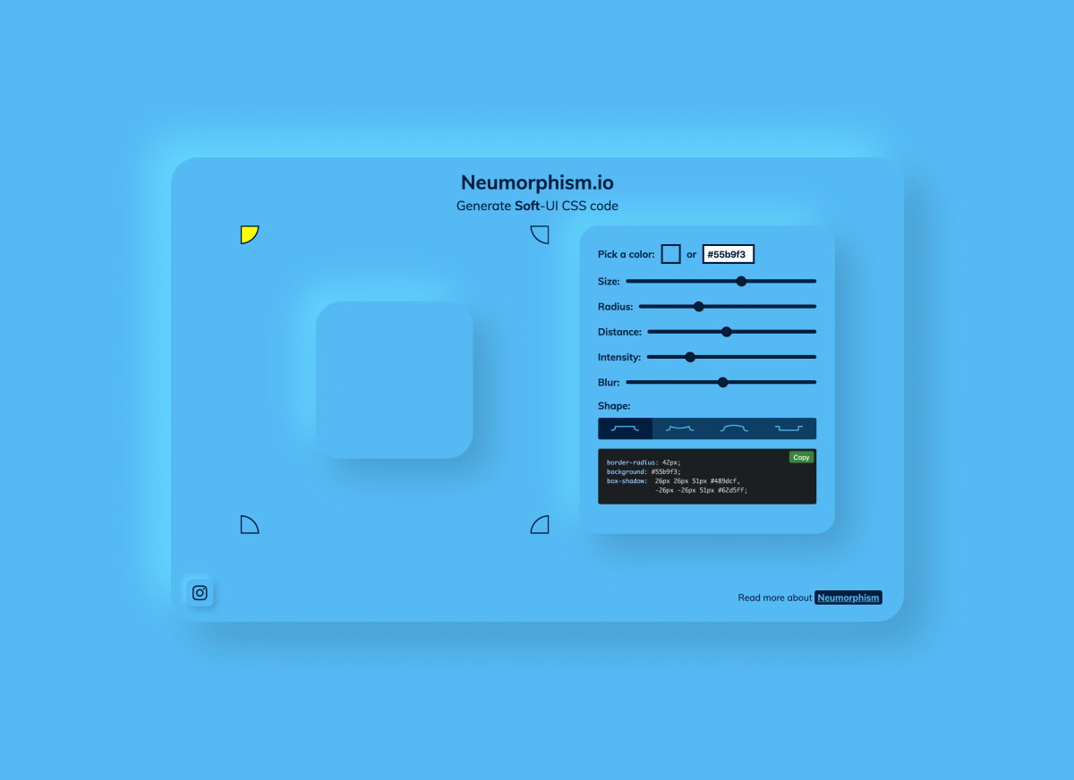 Neumorphism CSS shadow generator