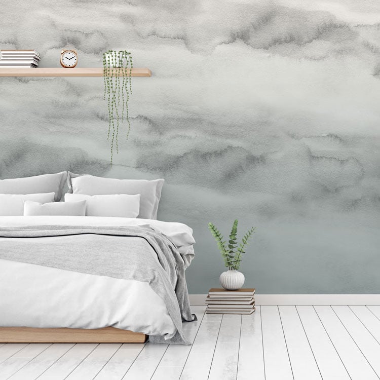 Grey Ombre Cloud Wallpaper Mural hero image