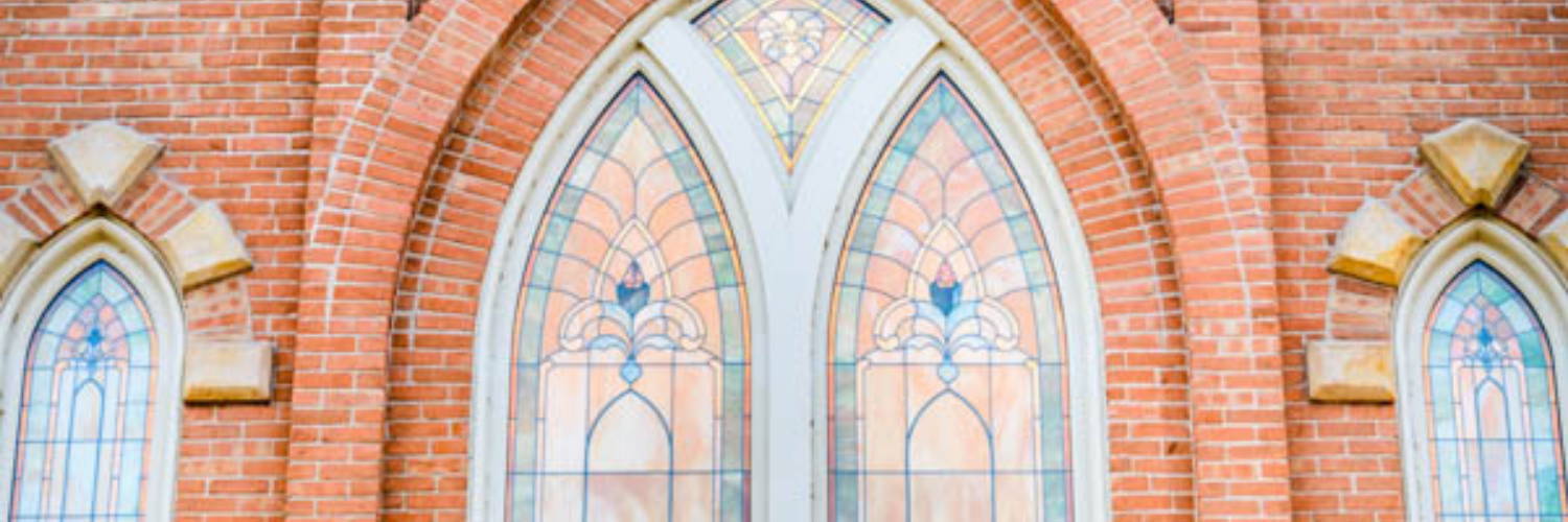 Up-close photo of Provo City Center Temple stained glass windows.