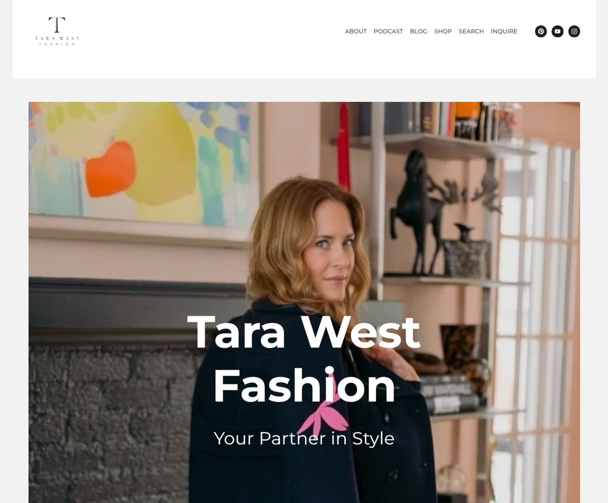 Screenshot of Tara West Fashion, from the stylist portfolios collection.