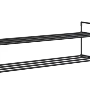 Home-Complete 13.3-in H 2 Tier 10 Pair Black Plastic Shoe Rack