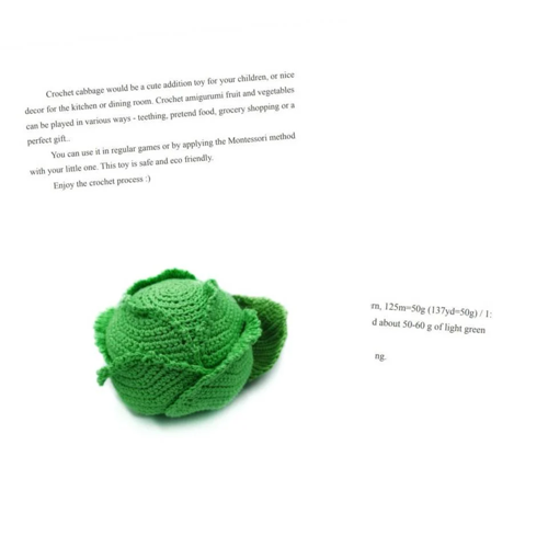 Padrão de crochê de repolho PDF - Padrões de amigurumi Padrão de comida de crochê Brincadeira de faz de conta Comida Legumes Amigurumi Tutorial de crochê Brinquedo de crochê