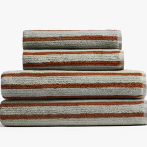 2+2 Organic Resort Stripe Bath Bundle | Parachute | Color: Sage with Russet