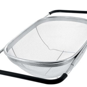 U.S. Kitchen Supply - Premium Quality Over The Sink Stainless Steel Oval Colander with Fine Mesh 6 Quart Strainer Basket & Expandable Rubber Grip Handles - Strain, Drain, Rinse Fruits, Vegetables