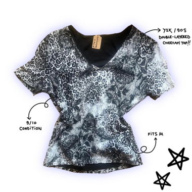 y2k/90s animal print double-layered t shirt