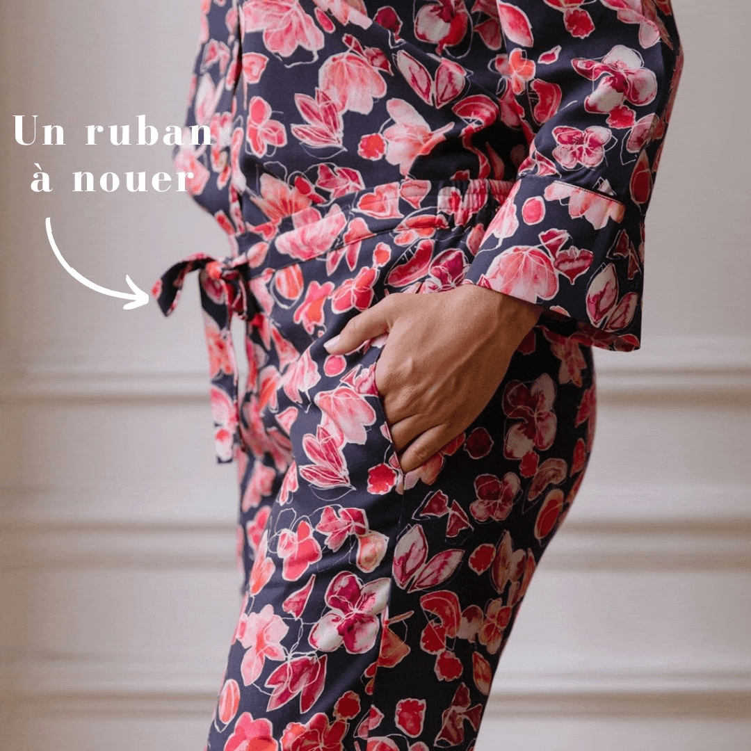 Nêge Paris - Pyjama Rue des Etoiles chemise pantalon vert en tencel lyocell