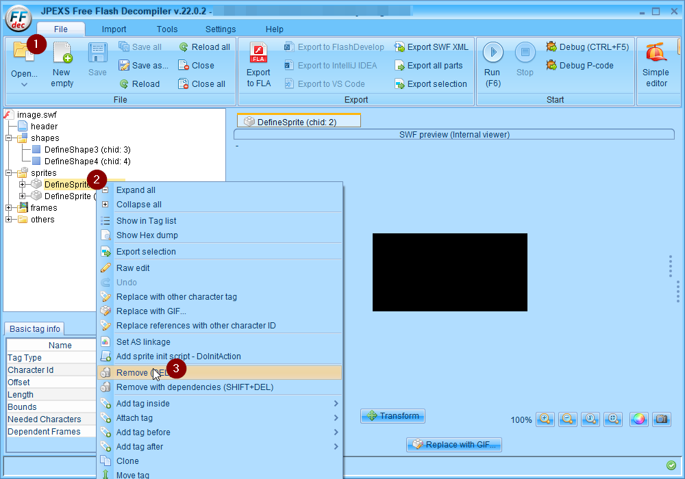 Screenshot from JPEXS.